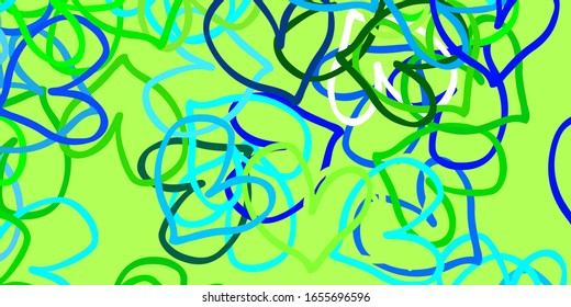 Light Blue, Green vector background with Shining hearts. Illustration with hearts in love concept for valentine's day. Pattern for marriage gifts, congratulations.