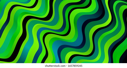 Azul claro, fondo vectorial verde con curvas. Ilustración colorida en estilo abstracto con líneas dobladas. Plantilla para el diseño de la interfaz de usuario.