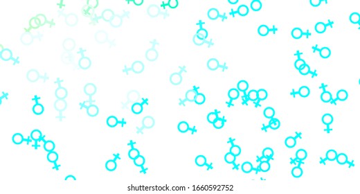 Light Blue, Green vector background with woman symbols. Simple design in abstract style with women’s rights activism. Background for International Women’s Day.