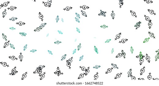 Light Blue, Green vector background with woman symbols. Colorful feminism symbols with a gradient in modern style. Design for International Women’s Day.