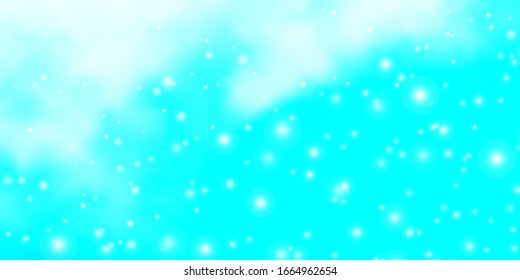 Light Blue, Green vector background with colorful stars. Blur decorative design in simple style with stars. Pattern for new year ad, booklets.