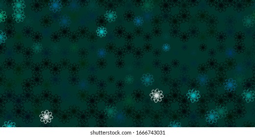 Light Blue, Green vector background with wry lines. Gradient illustration in simple style with bows. Pattern for booklets, leaflets.