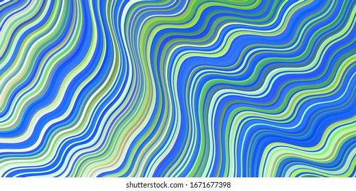 Light Blue, Green vector background with wry lines. Glitter abstract illustration with wry lines. A completely new design for your business.