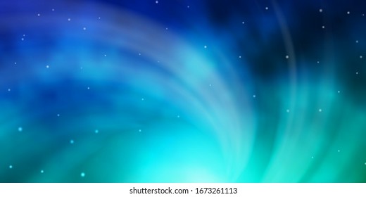 Light Blue, Green vector background with small and big stars. Decorative illustration with stars on abstract template. Best design for your ad, poster, banner.