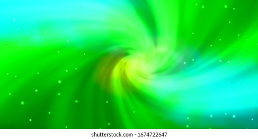 Light Blue, Green vector background with small and big stars. Colorful illustration with abstract gradient stars. Pattern for wrapping gifts.