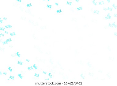 Light Blue, Green vector background with symbols of 30, 50, 90 % sales. Abstract illustration with colorful gradient symbols of sales. Backdrop for ads, leaflets of Black Friday.