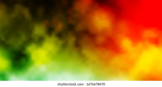 Light Blue, Green vector background with clouds. Gradient illustration with colorful sky, clouds. Pattern for your booklets, leaflets.