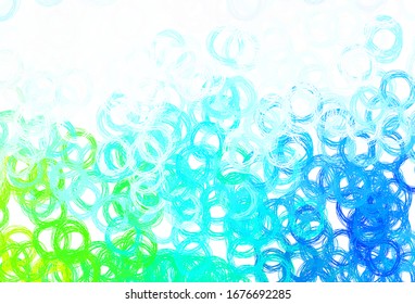 Light Blue, Green vector background with bubbles. Modern abstract illustration with colorful water drops. New template for your brand book.