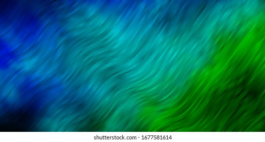 Light Blue, Green vector background with bent lines. Colorful abstract illustration with gradient curves. Best design for your posters, banners.