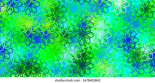 Light Blue, Green vector background with lines. Colorful abstract illustration with gradient curves. Best design for your posters, banners.
