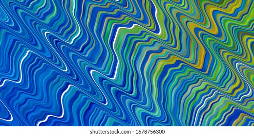Light Blue, Green vector background with bent lines. Abstract illustration with bandy gradient lines. Best design for your posters, banners.