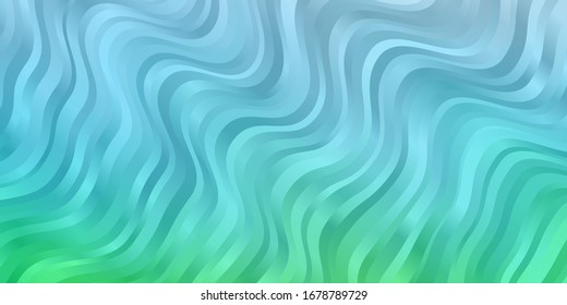 Light Blue, Green vector background with curves. Illustration in abstract style with gradient curved.  Best design for your ad, poster, banner.