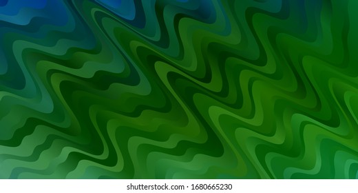 Light Blue, Green vector background with bent lines. Colorful abstract illustration with gradient curves. Best design for your posters, banners.