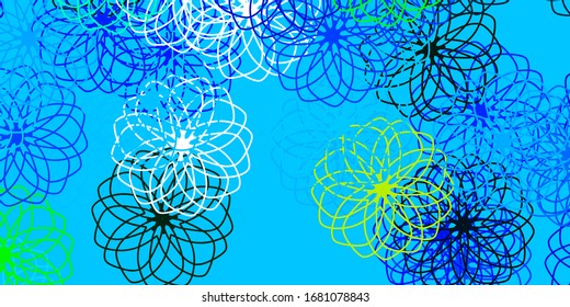 Azul claro, fondo vectorial verde con burbujas. Ilustración abstracta brillante con gotas coloridas. Diseño para sus comerciales.