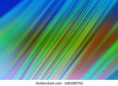 Light Blue, Green vector background with galaxy stars. Shining colored illustration with bright astronomical stars. Smart design for your business advert.