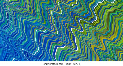 Light Blue, Green vector background with bent lines. Abstract illustration with bandy gradient lines. Best design for your posters, banners.