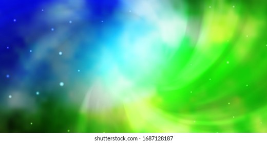 Light Blue, Green vector background with colorful stars. Colorful illustration with abstract gradient stars. Design for your business promotion.