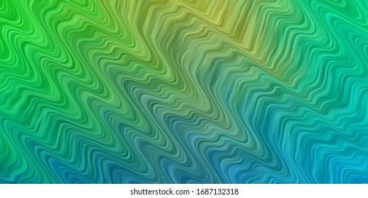 Light Blue, Green vector background with lines. Colorful illustration with curved lines. Pattern for business booklets, leaflets