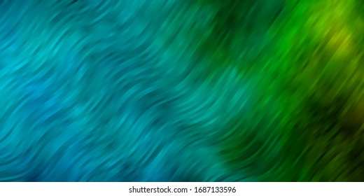 Light Blue, Green vector background with curves. Abstract illustration with gradient bows. Pattern for booklets, leaflets.