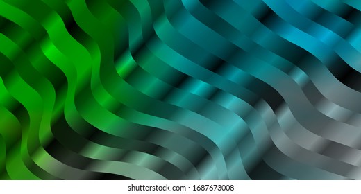 Light Blue, Green vector background with curves. Gradient illustration in simple style with bows. Pattern for ads, commercials.