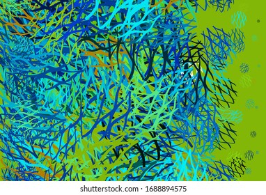 Light Blue, Green vector background with wry lines. Modern gradient abstract illustration with bandy lines. Brand new design for your ads, poster, banner.