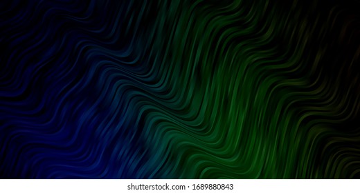 Light Blue, Green vector background with curves. Colorful illustration with curved lines. Template for cellphones.