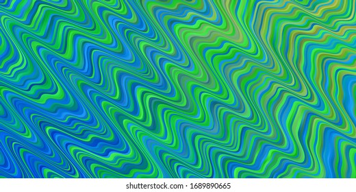 Light Blue, Green vector background with lines. Colorful illustration with curved lines. Pattern for business booklets, leaflets
