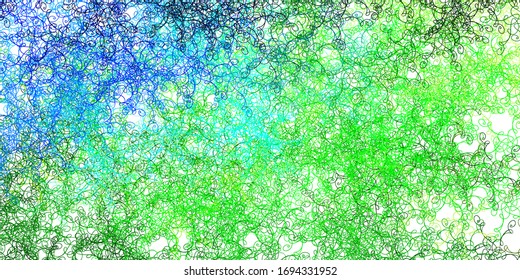 Light Blue, Green vector background with wry lines. Colorful abstract illustration with gradient curves. Pattern for websites, landing pages.