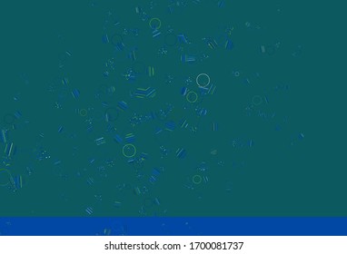 Hellblauer, grüner Hintergrund der Vektorillustration mit Dreiecken, Kreisen. Moderne abstrakte Illustration mit bunten Punkten, Linien. Muster für Webseiten.