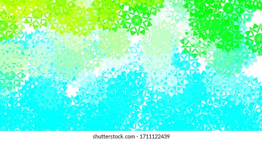 Light Blue, Green vector background with christmas snowflakes. Colorful abstract illustration with snowflakes. Xmas design for business.