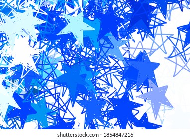 Light Blue, Green vector background with colored stars. Shining colored illustration with stars. Pattern for astronomy websites.