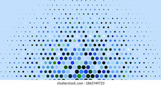 Light Blue, Green vector background with bubbles. Colorful illustration with gradient dots in nature style. Pattern for wallpapers, curtains.