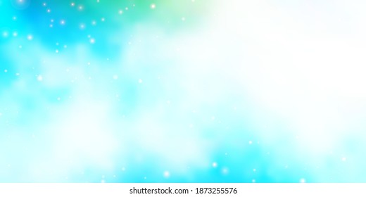 Light Blue, Green vector background with colorful stars. Decorative illustration with stars on abstract template. Design for your business promotion.