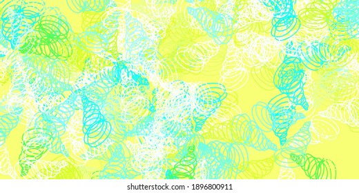 Light blue, green vector background with wry lines. Abstract illustration with gradient bows. Design for your business promotion.