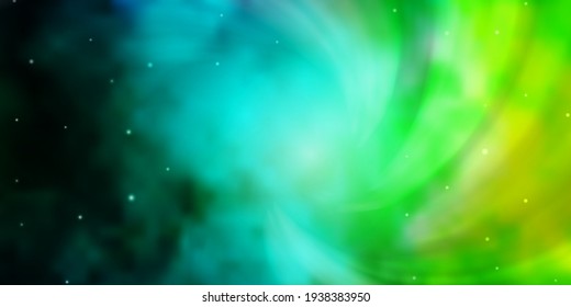 Light Blue, Green vector background with small and big stars. Colorful illustration in abstract style with gradient stars. Theme for cell phones.