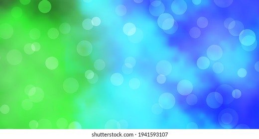 Light Blue, Green vector background with circles. Abstract decorative design in gradient style with bubbles. Pattern for booklets, leaflets.