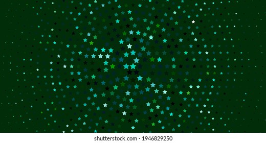 Hellblau, grüner Vektorhintergrund mit kleinen und großen Sternen. Farbige Illustration mit kleinen und großen Sternen. Thema für Handys.