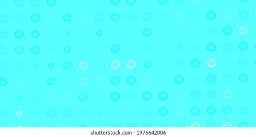 Light Blue, Green vector background with occult symbols. Colorful vintage illustration with gradient alchemy shapes. Design for magic, spiritual events.