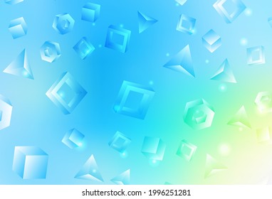 Light Blue, Green vector background with triangles, cubes. Abstract gradient illustration with triangles, cubes. Pattern for booklets, leaflets