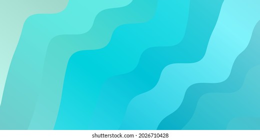 Hellblau, grüner Vektorhintergrund mit verbogenen Linien. Abstrakte Illustration mit Farbverlauf-Bögen. Muster für Webseiten, Landing-Seiten.
