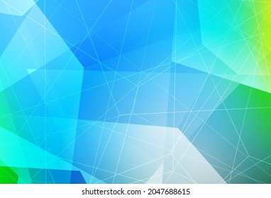 Light Blue, Green vector background with triangles. Triangles on abstract background with colorful gradient. Simple design for your web site.