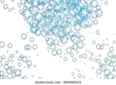 Light Blue, Green vector background with bubbles. Glitter abstract illustration with blurred drops of rain. Pattern of water, rain drops.