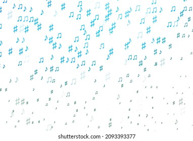 Light Blue, Green vector background with music symbols. Modern abstract illustration with melody keys. Pattern for festival leaflets.