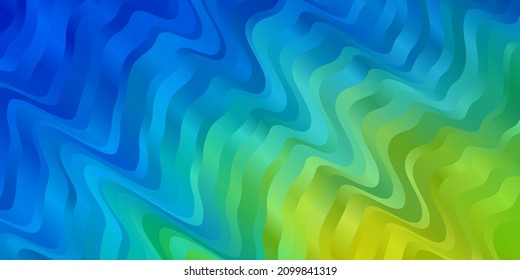 Azul claro, fondo vectorial verde con curvas. Ilustración de degradado en un estilo sencillo con arcos. Diseño para su promoción comercial.