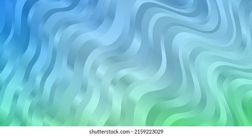 Hellblau, grüner Vektorhintergrund mit Kurven. Helle Illustration mit Farbverlauf-Kreisbögen. Das beste Design für Ihre Anzeige, Ihr Poster, Ihr Banner.