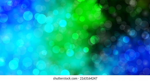 Light Blue, Green vector background with circles. Illustration with set of shining colorful abstract spheres. Pattern for websites, landing pages.