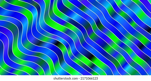 Light Blue, Green vector background with bent lines. Abstract illustration with bandy gradient lines. Template for cellphones.