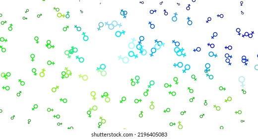 Light Blue, Green vector background with woman symbols. Simple design in abstract style with women’s rights activism. Background for International Women’s Day.