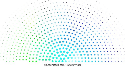 Light Blue, Green vector background with small and big stars. Colorful illustration in abstract style with gradient stars. Theme for cell phones.