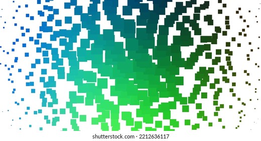 Azul claro, fondo vectorial verde en estilo poligonal. Ilustración colorida con rectángulos gradientes y cuadrados. Patrón para sitios web, páginas de inicio.
